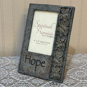 Hope Photo Frame 4" x 6" Spiritual Stone Style Leaves Natural Shelf Sitting